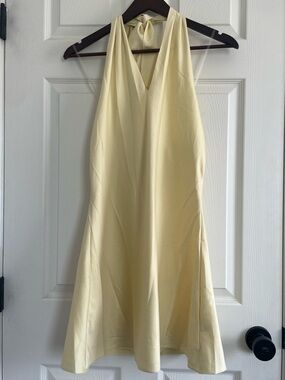 Wild Fable Pale Yellow Halter Dress | Backless Fit & Flare Sundress